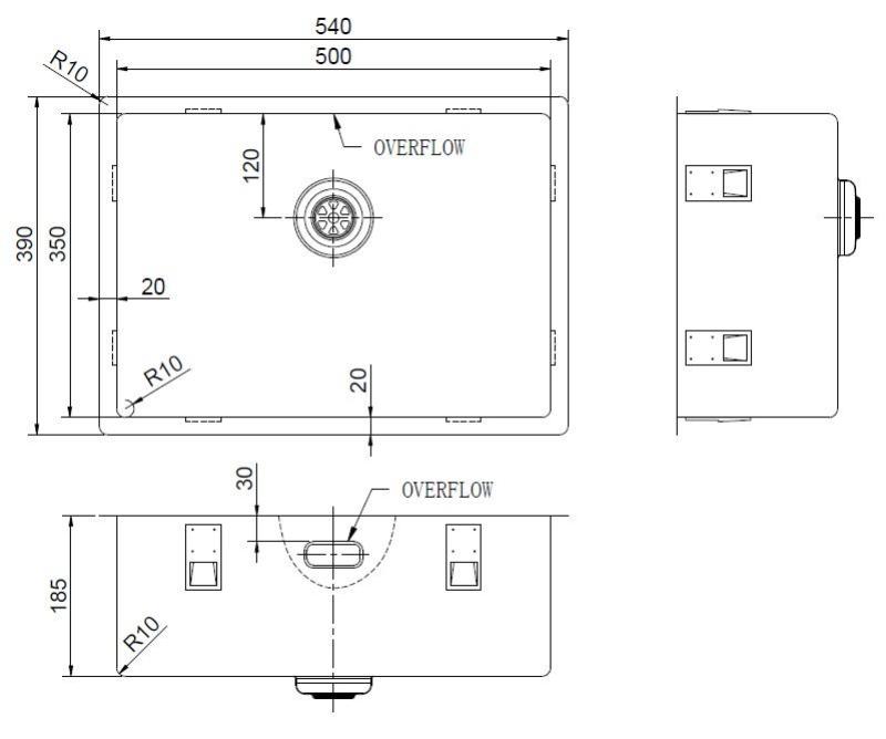 Pure.Sink Exclusivo Specjalna miedziana umywalka o długości 35 cm, 50 x 35 cm, promień 10 mm PEX5035-62