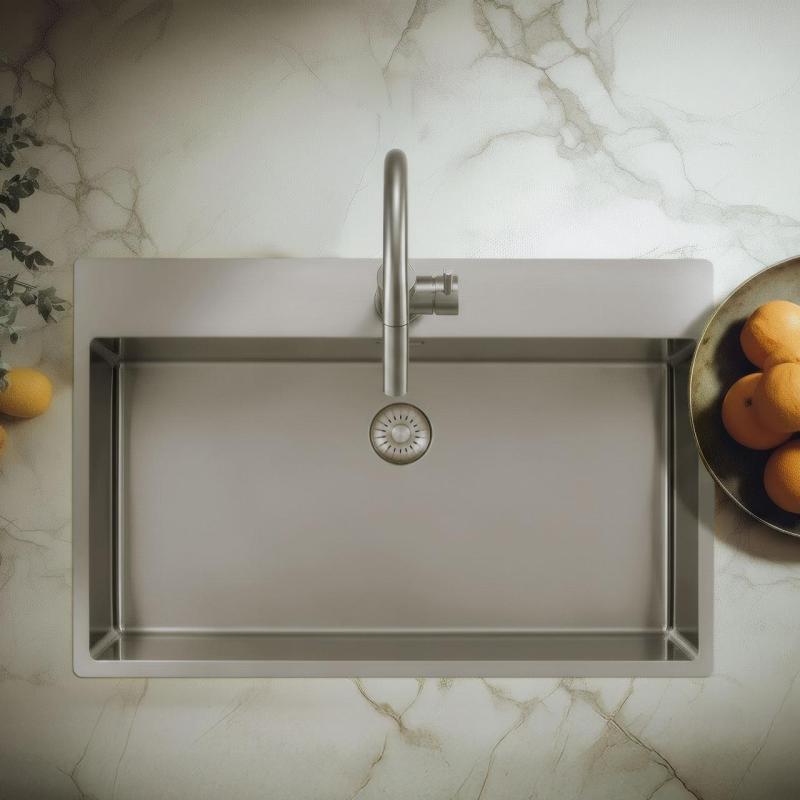 Pure.Sink Exclusivo Duża umywalka ze stali nierdzewnej 75 x 40 cm Tapwing z otworem na baterię PEX7540T-02