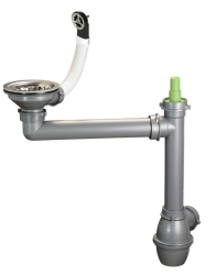 Zestaw odpływowy Ausmann ze stali nierdzewnej z okrągłym przelewem, w tym syfon do pojedynczego zlewu 1208972186