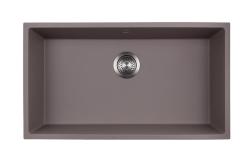 GraniteMy Universal Duża umywalka z granitu w kolorze taupe, wymiary 74 x 40 cm, do montażu natynkowego, podblatowego i wpuszczanego, z korkiem ze stali nierdzewnej 1208972249