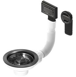 Pure.Sink Universal Zestaw korków Gun metal, zestaw odpływowy do zlewu wraz z przelewem okrągłym i prostokątnym WSTMAN-61