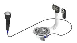 Pure.Sink Universal Zestaw odpływowy ze stali nierdzewnej, zawierający przycisk spłukujący z korkiem oraz prostokątny i okrągły przelew WSTAUT-02