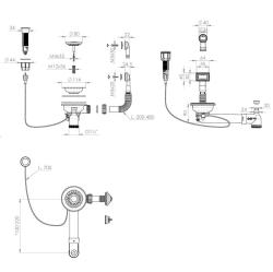 Pure.Sink Universal Zestaw odpływowy w kolorze czarnym, zawierający przycisk spłukujący z korkiem oraz prostokątny i okrągły przelew WSTAUT-31