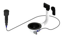 Pure.Sink Universal Zestaw odpływowy w kolorze czarnym, zawierający przycisk spłukujący z korkiem oraz prostokątny i okrągły przelew WSTAUT-31