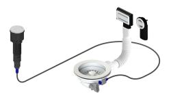 Pure.Sink Universal Zestaw odpływowy Mat Witte, zawierający przycisk spłukujący z korkiem oraz prostokątny i okrągły przelew WSTAUT-32