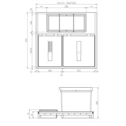Indux Sort System do segregacji odpadów, 2-krotny, obsługiwany ręcznie, do szuflad wysuwanych 1208972319