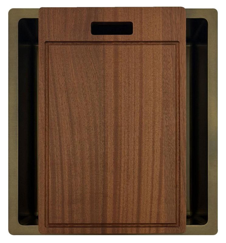 Pure.Sink Luxion PVD Antique Brązowa umywalka 36x40 cm podblatowa, wpuszczana i natynkowa  z półką dolną PLX3640-64