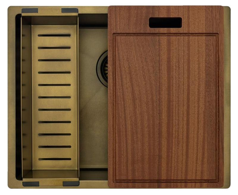 Pure.Sink Luxion PVD Antique Brązowa umywalka 50x40 cm do montażu podblatowego, wpuszczanego i natynkowego z półką dolną PLX5040-64