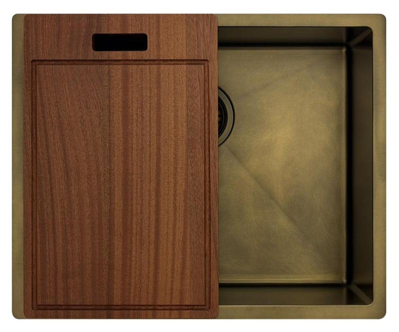 Pure.Sink Luxion PVD Antique Brązowa umywalka 50x40 cm do montażu podblatowego, wpuszczanego i natynkowego z półką dolną PLX5040-64