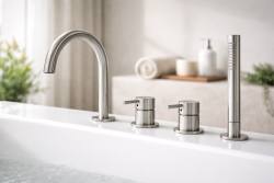 MURO TUA Wbudowana bateria wannowa z okrągłą wylewką i wyciąganą słuchawką prysznicową, chrom 1208972441