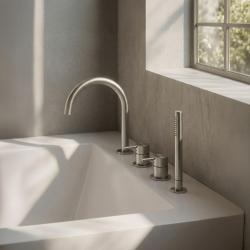 MURO TUA Wbudowana bateria wannowa z okrągłą wylewką i wyciąganą słuchawką prysznicową, chrom 1208972441