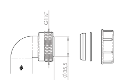 Pure.Sink Zestaw kolankowy syfonu brytyjskiego z nakrętką i uszczelkami 40 mm WSTSUK-32
