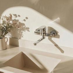 Aquanello Casa Jednouchwytowa bateria kuchenna chromowana z wylewką 15 cm CR-1415-CS