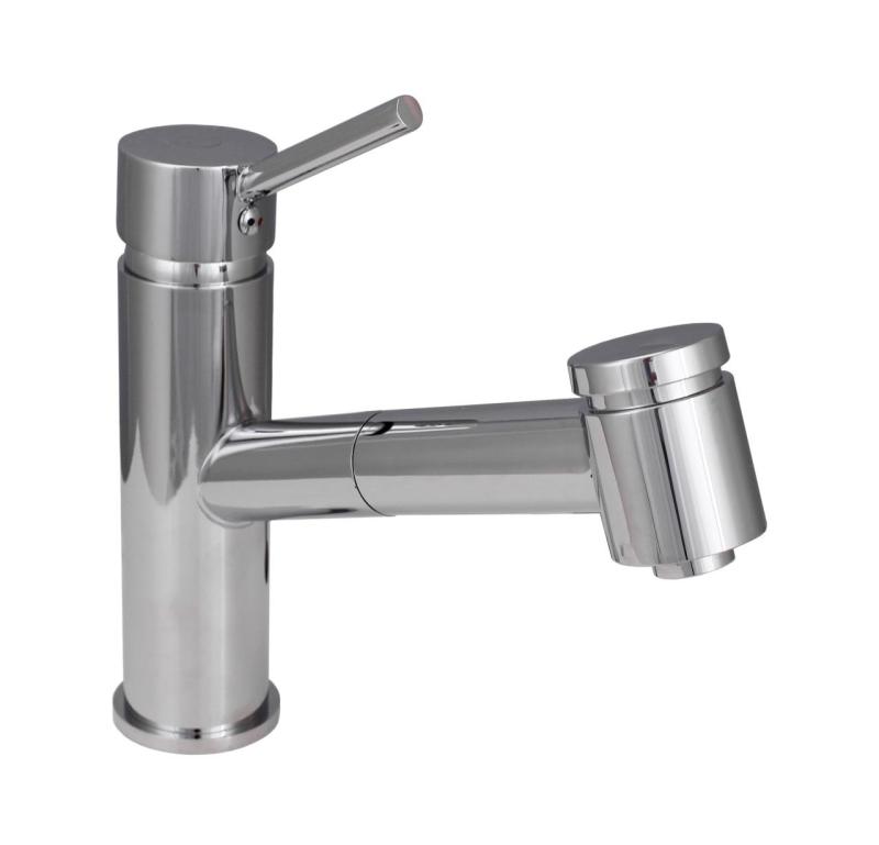 Aquanello Voss Bateria kuchenna chromowana z wyciąganą wylewką i funkcją spryskiwania CR-7200-VS