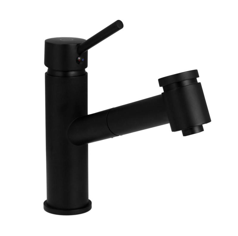 Aquanello Voss Bateria kuchenna czarna z wyciąganą wylewką i funkcją spryskiwania BL-7200-VS