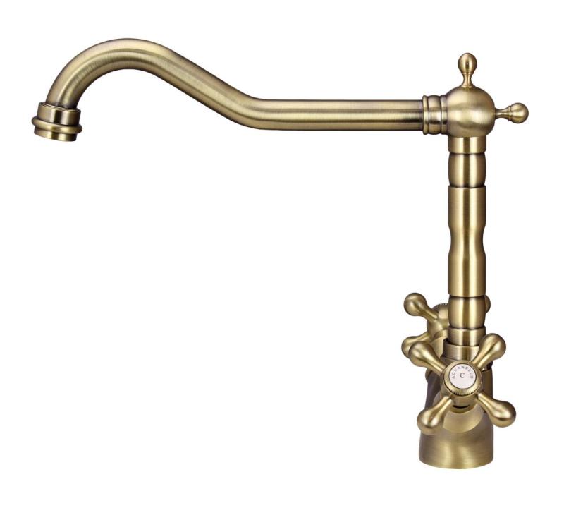Aquanello Heritage Ascot Klasyczna kuchnia Nostalgiczna bateria kuchenna Brązowa z prostym wylewką BN-4002-HA