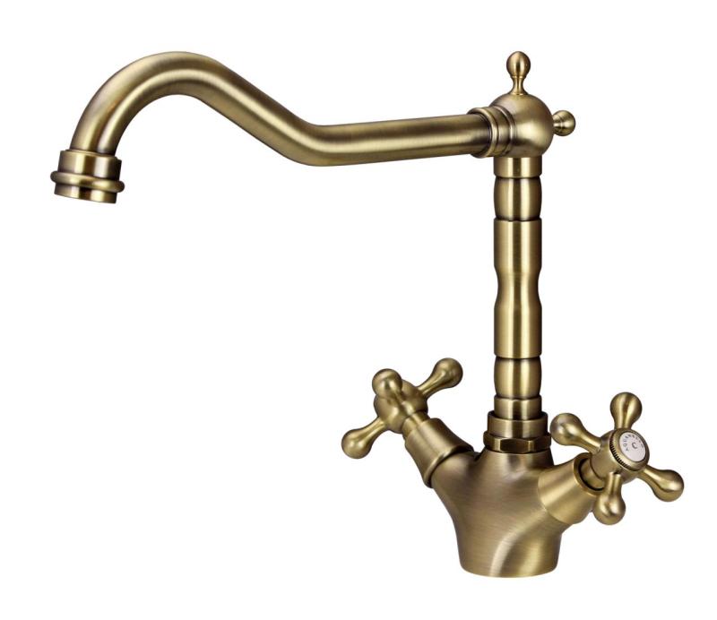 Aquanello Heritage Ascot Klasyczna kuchnia Nostalgiczna bateria kuchenna Brązowa z prostym wylewką BN-4002-HA