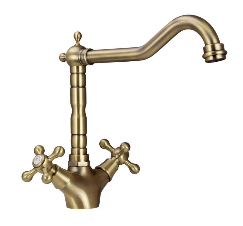 Aquanello Heritage Ascot Klasyczna kuchnia Nostalgiczna bateria kuchenna Brązowa z prostym wylewką BN-4002-HA