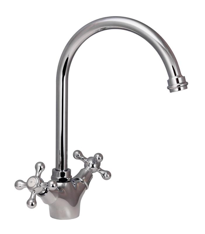 Aquanello Heritage Ascot Klasyczna kuchnia Nostalgiczna bateria kuchenna Chrom z okrągłą wylewką CR-4003-HA