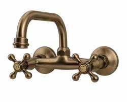 Aquanello Heritage Ascot Klasyczny kran ścienny kuchenny z górną wylewką, kolor brązowy BN-4110-HA