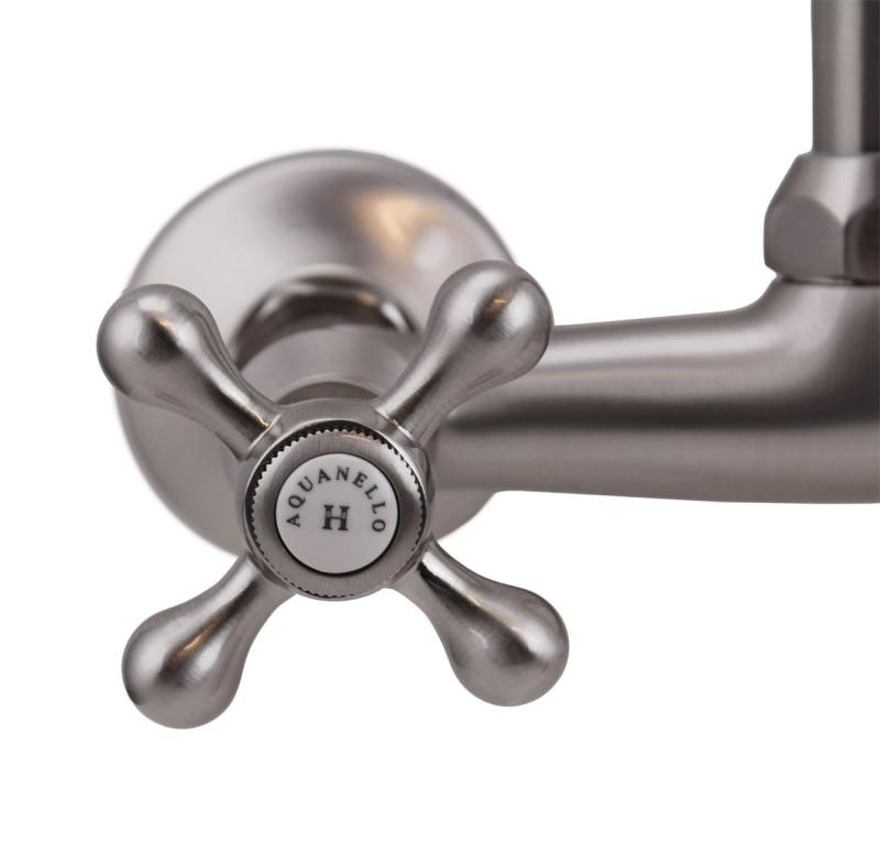 Aquanello Heritage Ascot Klasyczny kran kuchenny ścienny z górnym wylewem ze stali nierdzewnej NB-4110-HA