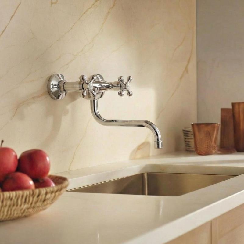 Aquanello Heritage Ascot Klasyczny kran ścienny do kuchni, chrom CR-4111-HA