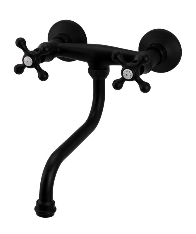 Aquanello Heritage Ascot Klasyczny kran ścienny do kuchni, czarny BL-4111-HA