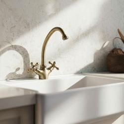 Aquanello Heritage Ascot Klasyczna kuchnia Nostalgiczna bateria kuchenna Brąz BN-4004-HA