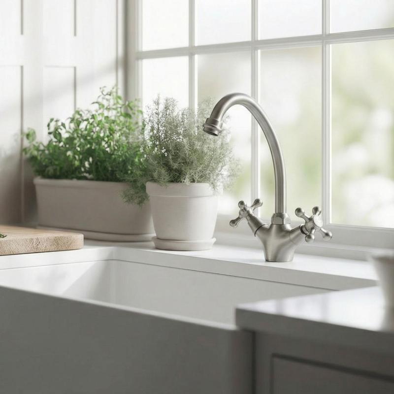 Aquanello Heritage Ascot Klasyczna kuchnia Nostalgiczna bateria kuchenna ze stali nierdzewnej NB-4004-HA