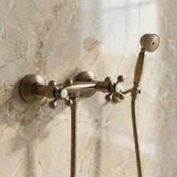 Aquanello Heritage Ascot Klasyczny zestaw prysznicowy z pokrętłami w kolorze brązu, w tym ręczna słuchawka prysznicowa BN-2002-HA