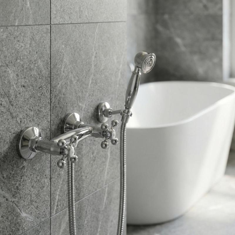 Aquanello Heritage Ascot Klasyczny zestaw prysznicowy z pokrętłami chromowanymi, w tym ręczna słuchawka prysznicowa CR-2002-HA