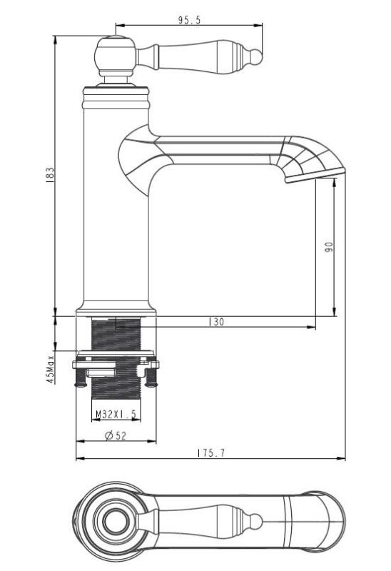 Aquanello Heritage Manor Klasyczna, nostalgiczna bateria umywalkowa ze stali nierdzewnej NB-1001-HM
