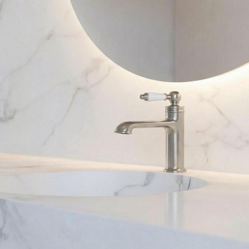 Aquanello Heritage Manor Klasyczna, nostalgiczna bateria umywalkowa ze stali nierdzewnej NB-1001-HM