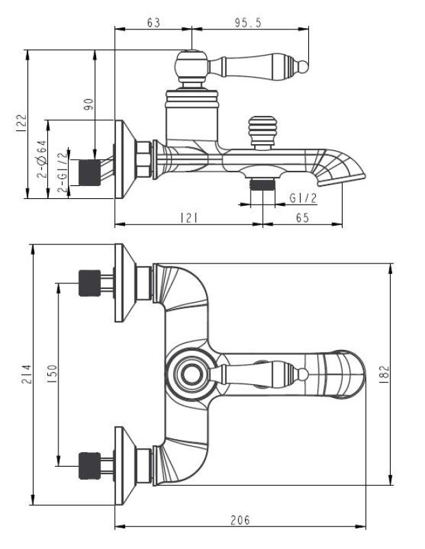 Aquanello Heritage Manor Klasyczna bateria wannowa chromowana CR-3001-HM