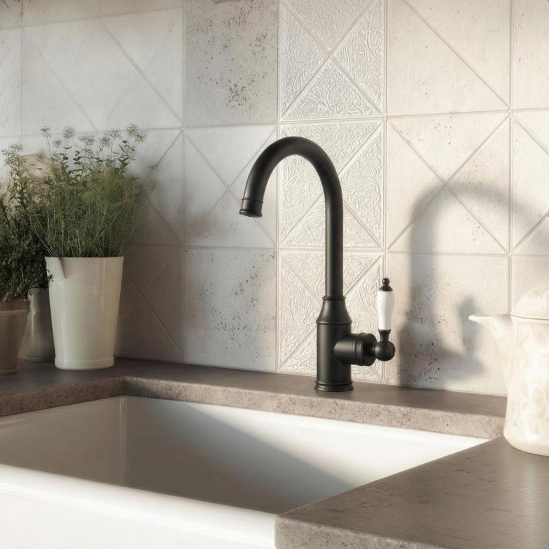 Aquanello Heritage Manor Klasyczna bateria kuchenna w stylu retro, czarna BL-9001-HM