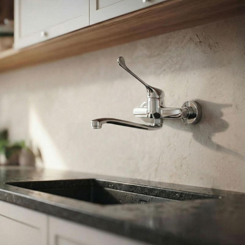 Aquanello Medic Kran kuchenny ścienny z długą rączką chrom CR-1005-MD