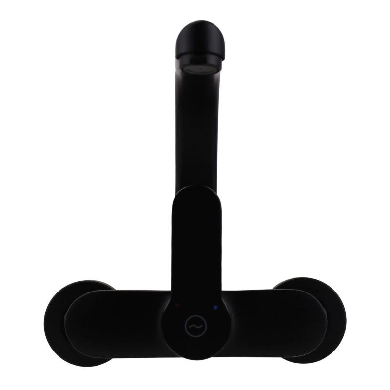 Aquanello Casa Bateria kuchenna ścienna z wylewką górną, czarna BL-1003-CS