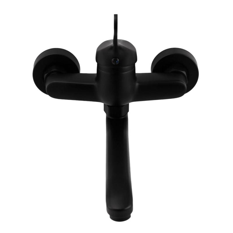 Aquanello Casa Bateria kuchenna ścienna z wylewką górną, czarna BL-1003-CS