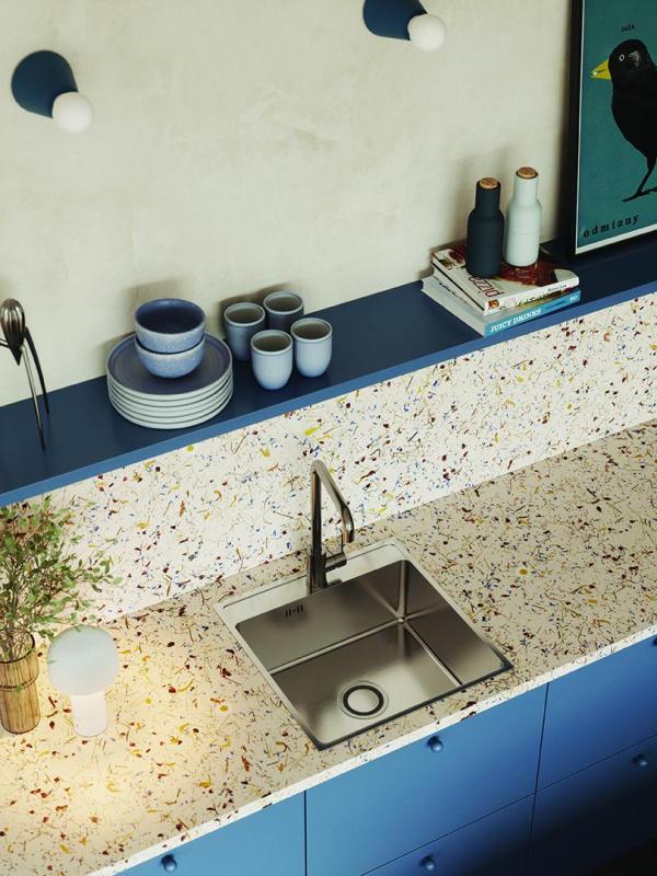 Aquadesign Plana Nierdzewna umywalka nablatowa 48 x 49 cm z otworem na baterię, syfonem i korkiem Clickclack 1208972559