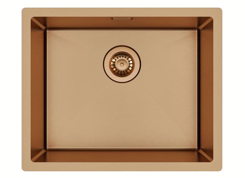 Ausmann Mosel Zestaw kombinowany Zlew PVD miedziany 50 x 40 cm z baterią kuchenną, dozownikiem mydła i matą rolkową 1208972563