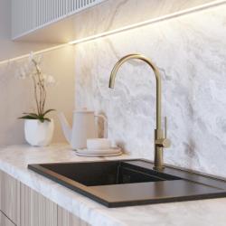 Graniteland Vira Slim Bateria kuchenna w kolorze szczotkowanego złota z obrotową wylewką 1208972623