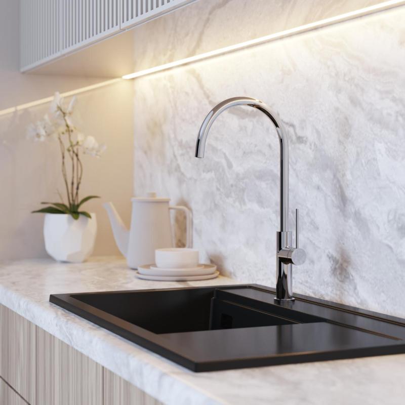 Graniteland Vira Slim Bateria kuchenna chromowana z obrotową wylewką 1208972625