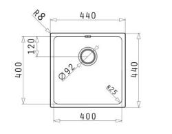 PM Lydia Zlewozmywak ze stali nierdzewnej 40 x 40 cm – do montażu podblatowego, wpuszczanego i na blacie 1208972639