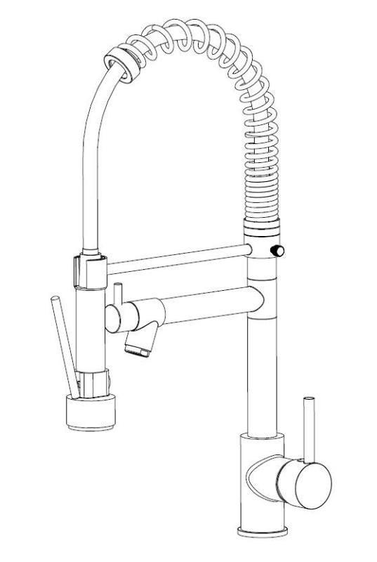 Aquanello Gastro Bateria kuchenna z profesjonalną funkcją natryskową, czarna BL-4402-GT