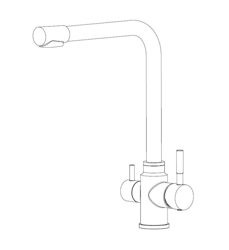 Aquanello Limpia Solidna 3-drogowa bateria kuchenna ze stali nierdzewnej w kolorze czarnym z filtrem wody BL-1600-LP