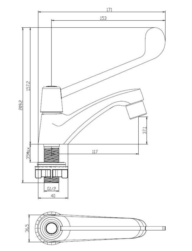 Aquanello Medic Bateria zimnej wody z długą dźwignią, chromowana CR-1101-MD