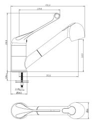 Aquanello Medic Bateria kuchenna z długą dźwignią i wysuwaną wylewką, chromowana CR-1006-MD