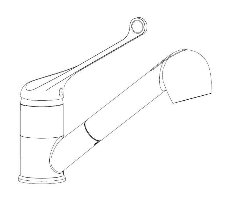 Aquanello Medic Bateria kuchenna z długą dźwignią i wysuwaną wylewką, chromowana CR-1006-MD