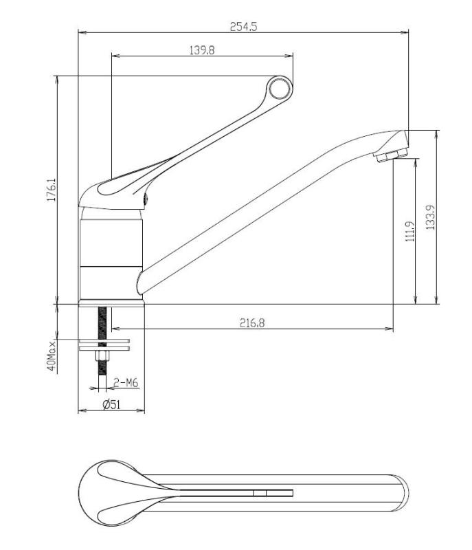 Aquanello Medic Bateria kuchenna z długą rączką  Chrom CR-1007-MD