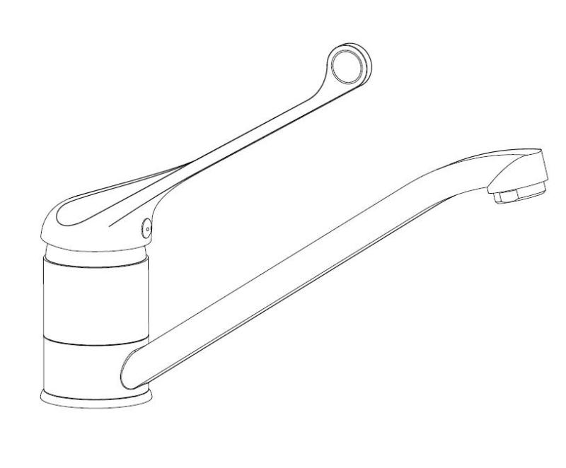 Aquanello Medic Bateria kuchenna z długą rączką  Chrom CR-1007-MD